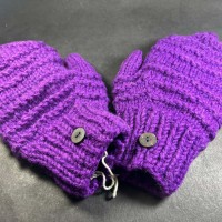 Fingerless Texting Gloves 100% Wool Hand Knit Fleece Lined Ski Mitten Sherpa