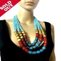 Tibetan Naga banjara tribal gypsy strand multicolor glass handmade necklace