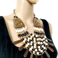 Tribal Multi Layer Strand Resin Handmade BOLD Women FASHION NECKLACE Gift